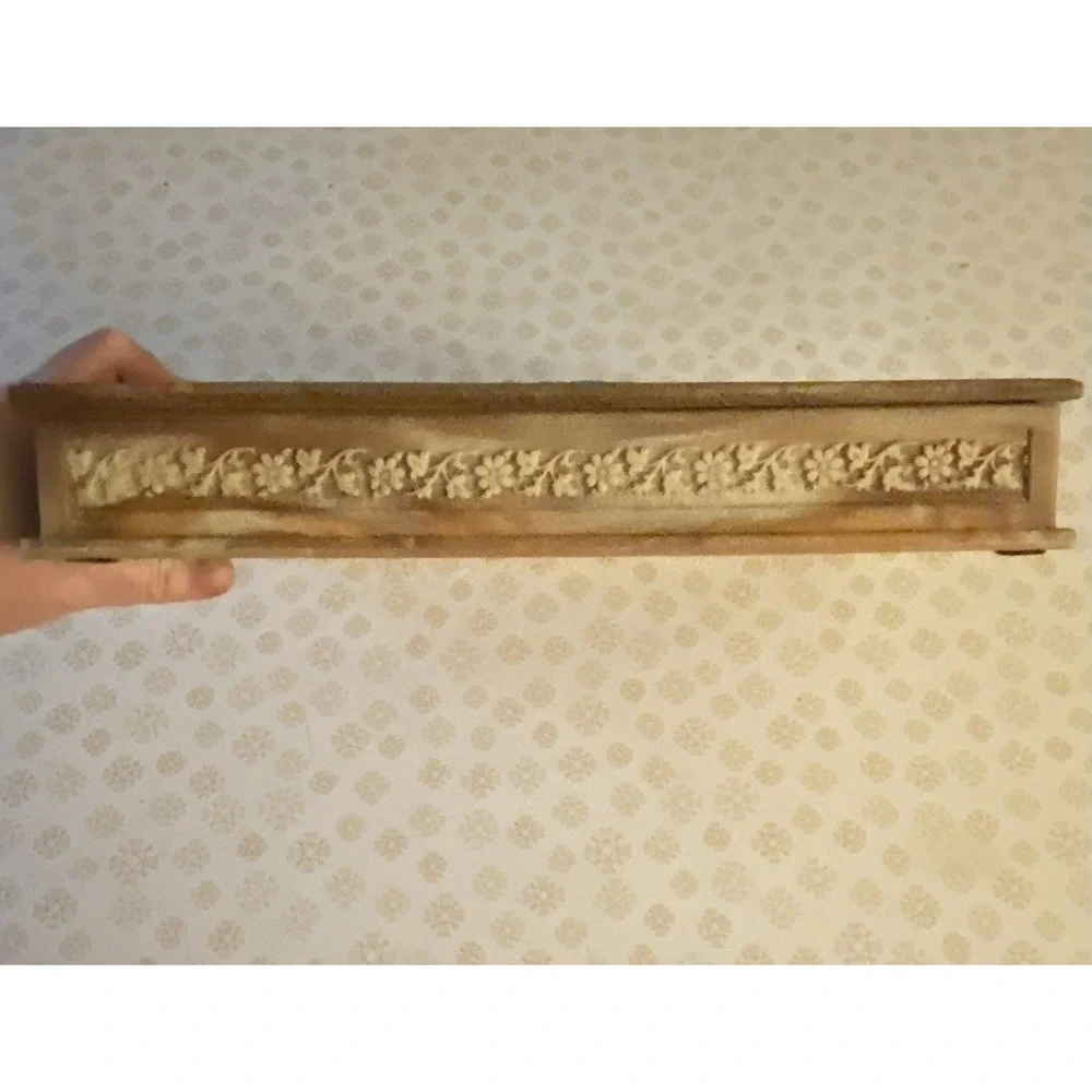 Vintage Soapstone Jewelry Box Book Style Peacock Carved Trinket Box Heavy